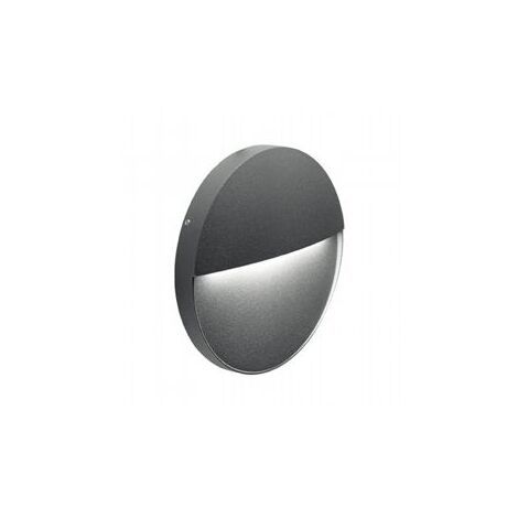 Lámpara de pared redonda de aluminio fundido con difusor satinado - 6W - 772 lúmenes - Luz natural - IP65 grafito