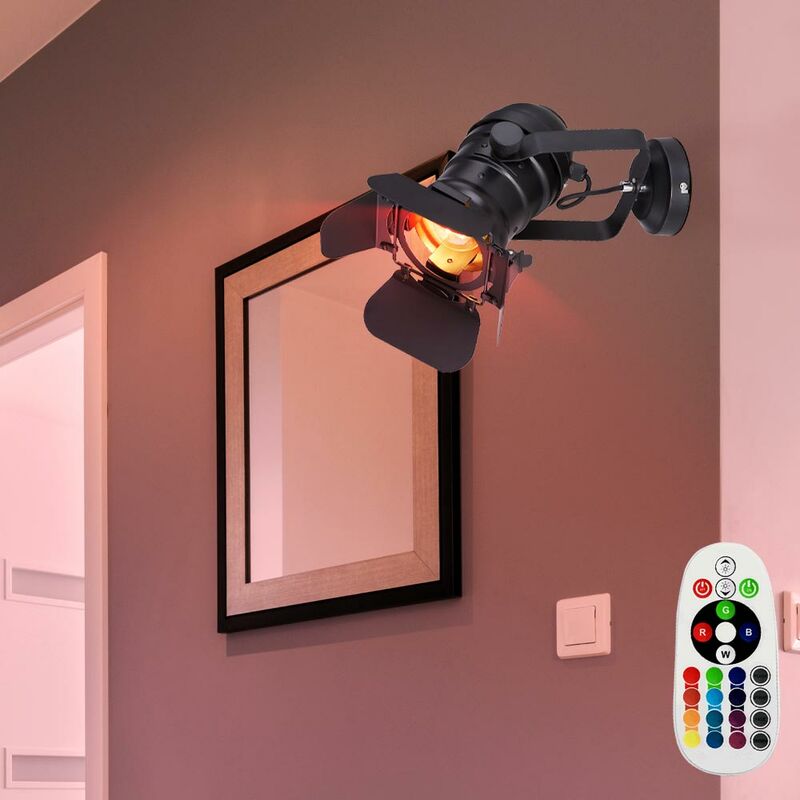 

Lámpara de pared RETRO con control remoto, focos orientables regulables en un juego que incluye lámparas LED RGB