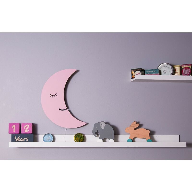 

Lampara de Pared Smiling Moon - Luna, apliques - para ninos - para dormitorio - Rosa en MDF, 25 x 3 x 40 cm, 1 x LED Strip, Max 14,4 W, 600LM