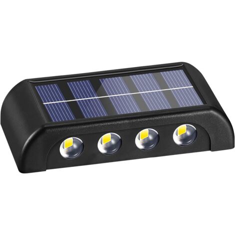 Lámpara de Pared Solar de 8 LED, Aplique Exterior Impermeable 2700K.