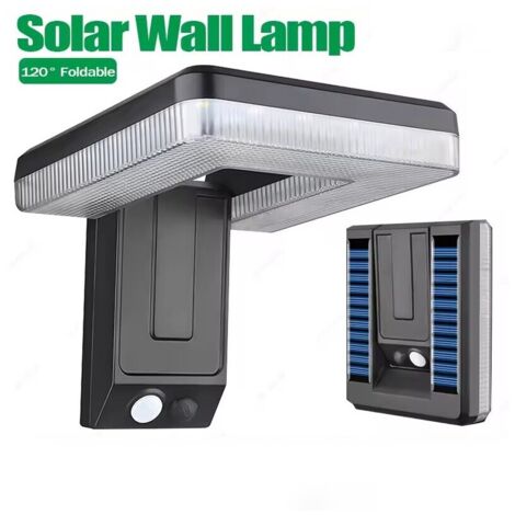 Lámpara de pared solar plegable con detector de movimiento PIR y luz LED solar para valla