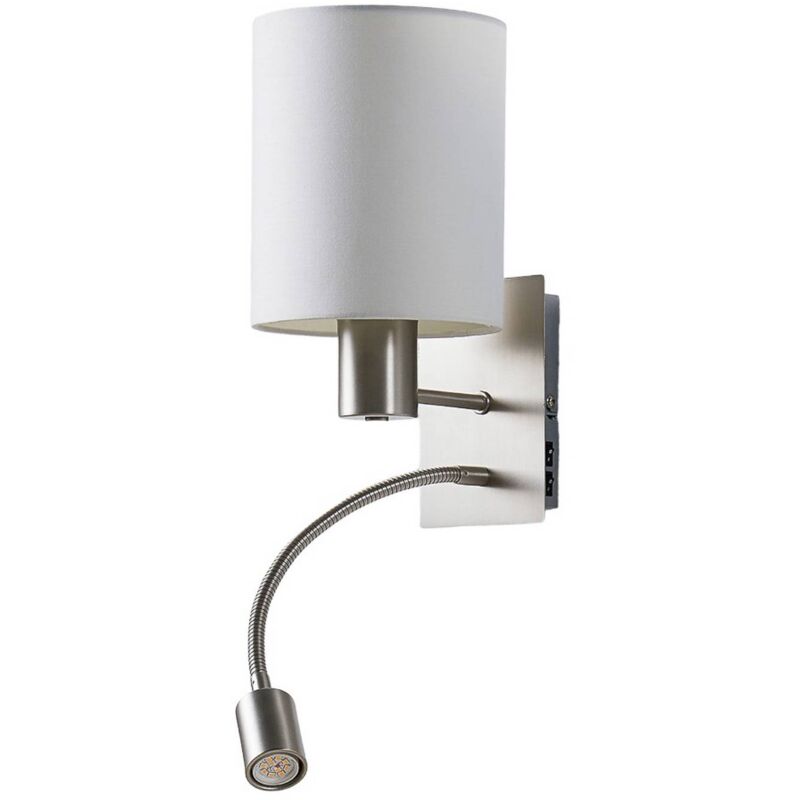 

Lámpara de pared textil Shajan, luz de lectura LED