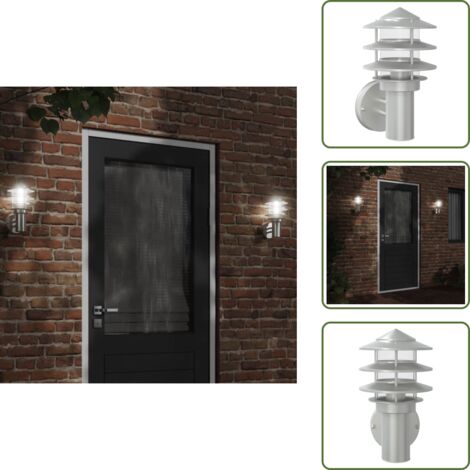 Lámpara de pared - vidaXL Aplique de exterior de acero inoxidable plateado - Luz de jardín