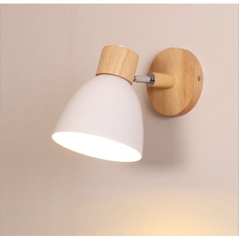 Lámpara De Pared Vintage Aplique De Pared Nórdico De Madera Moderna Apliques De Pared Retro Para Interior Dormitorio Bar Sala De Estar Blanco