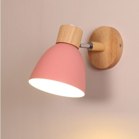 Lámpara De Pared Vintage Aplique De Pared Nórdico De Madera Moderna Apliques De Pared Retro Para Interior Dormitorio Bar Sala De Estar Rosa