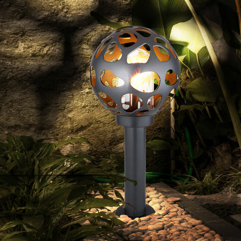 

Lámpara de pie exterior de acero inoxidable lámpara de jardín lámpara de pie de bola exterior con electricidad, diseño de agujero de ALU antracita,