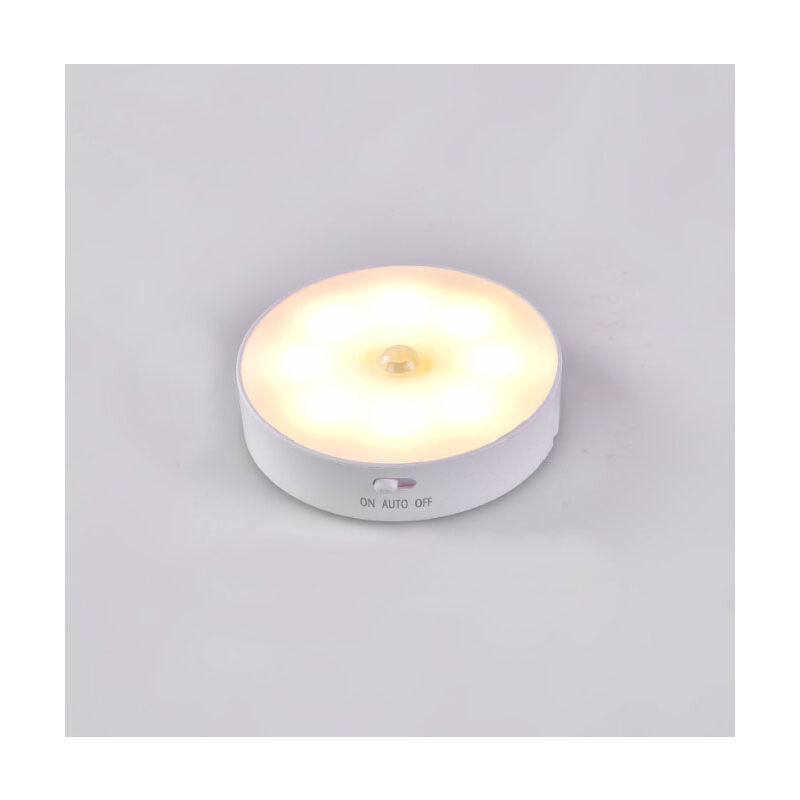 Lámpara de pegamento led recargable por usb, luz cálida de 3000 k, luz blanca de 6000 k, luz nocturna con sensor de 8 led y batería de 400 mAh,
