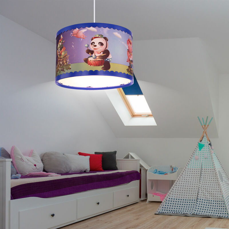 

Lámpara colgante de techo para niños, coloridos motivos de animales, sala de juegos, luz colgante en un juego que incluye bombillas LED