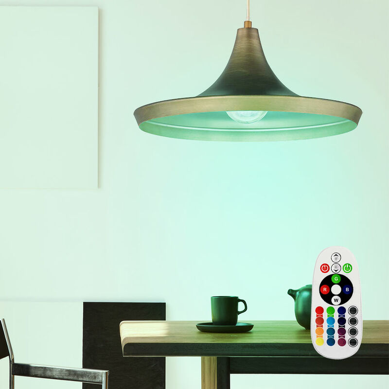 

Lámpara de péndulo Foco de techo Lámpara colgante de jaula de comedor DIMMABLE en un juego que incluye bombillas LED RGB