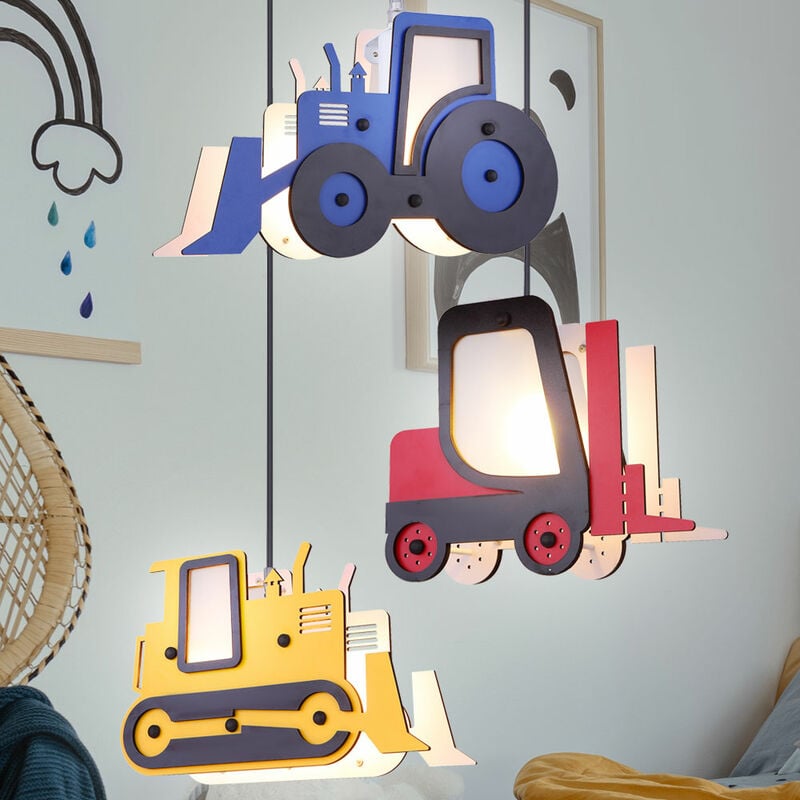 

Lámpara de péndulo Lámpara colgante Tractor carretilla elevadora niño habitación infantil en un juego que incluye bombillas LED