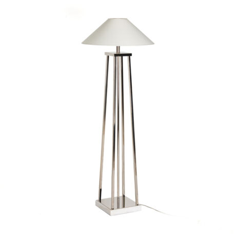 Lampara De Pie 25X25X127 Marmol Blanco/Metal Niquel Sin Pantalla