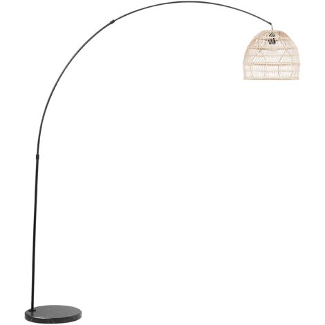Lámpara de pie arco de metal negro 195 cm con pantalla de ratán Guaviare