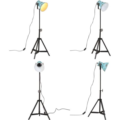 Lámpara de pie azul desgastado 25 W E27 35x35x65/95 cm - Lámpara industrial - Lámpara azul desgastado