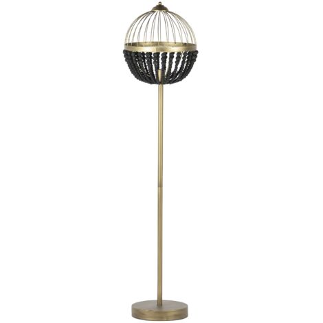 Lampara De Pie Bolas Metal Madera 36X36X160 Cm