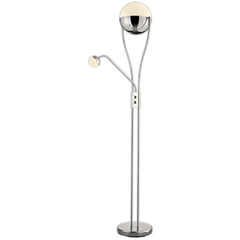 Lámpara de pie Chris Chrome Led Sphere y luz de lectura ajustable Trio Lighting