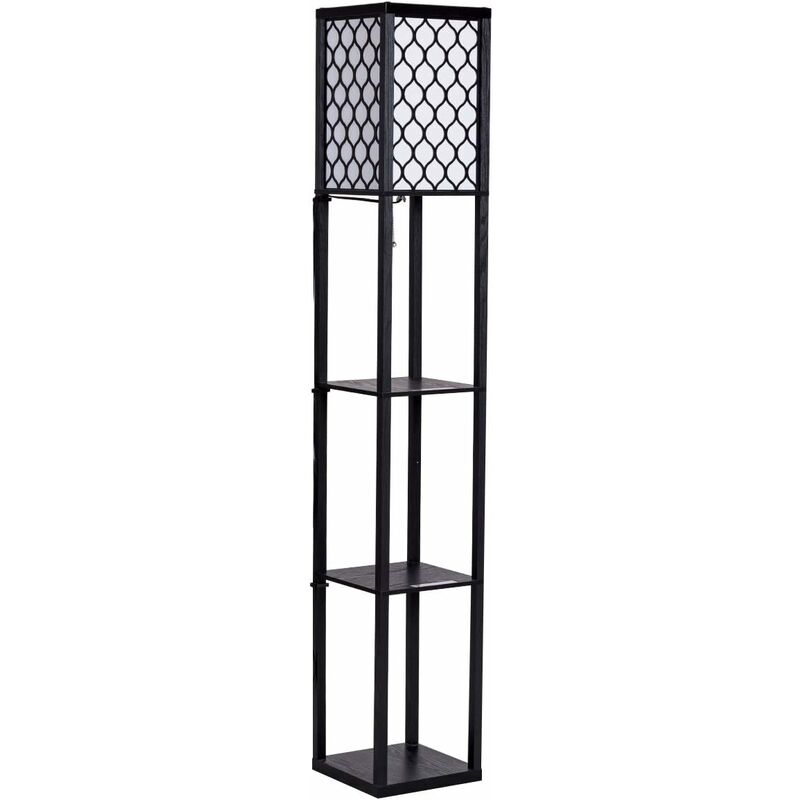 

Lámpara de Pie con Estante Portalámparas de E27 Diseño Industrial Lámpara de Madera para Salón Dormitorio Oficina