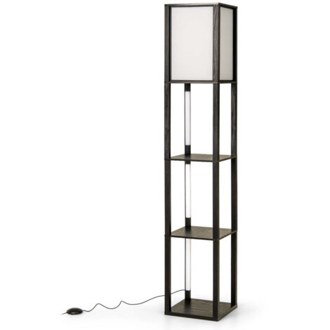 Lámpara de pie con estantes 29 x 29 x 163 cm iluminación regulable ambiente acogedor estilo moderno MDF negro 200012302