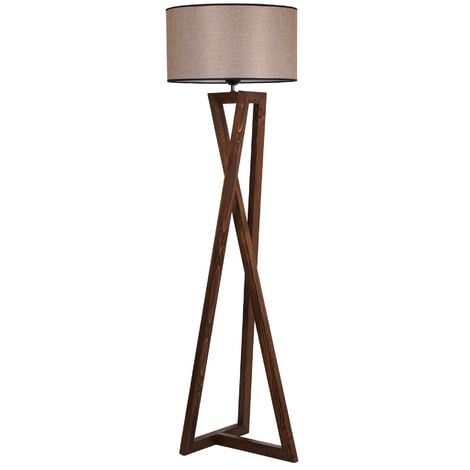 Lámpara de pie con madera, nogal, colección Victoria, 45x45x166, casquillo E 27 Max 60 W