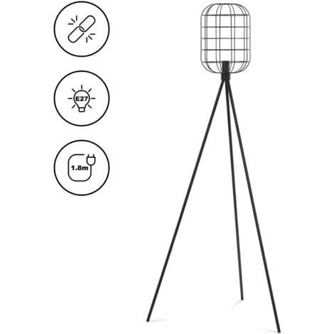 Lámpara de pie con pantalla de malla E27 163 cm