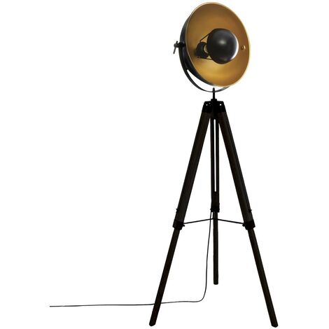 Lámpara de pie con trípode 'Lahti' negro y dorado - metal A. 162 cm - Atmosphera créateur d'intérieur - Negro