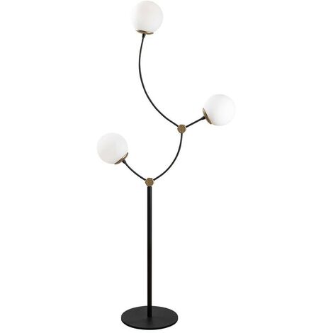 Lámpara de pie con tulipas de cristal “Model 5” de tres luces (3xE27) IP20 fabricada en metal y cristal mate color negro