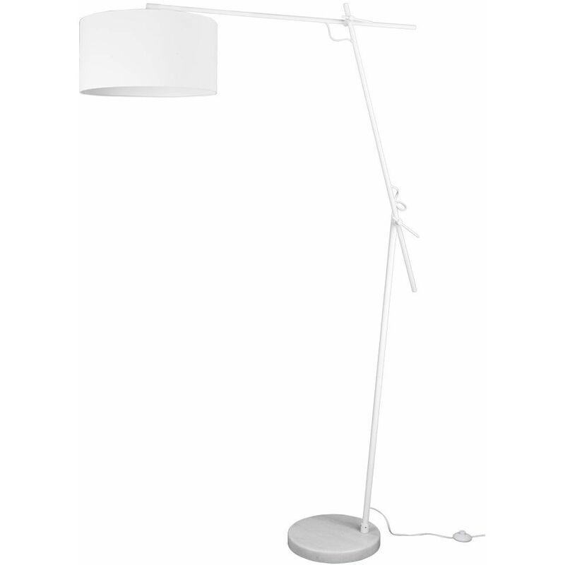 

Lámpara de pie de diseño, lámpara de mesa ajustable para salón, lámpara de mesa blanca, pantalla de tela, regulable en altura, 1x E27, An x Al 40x168