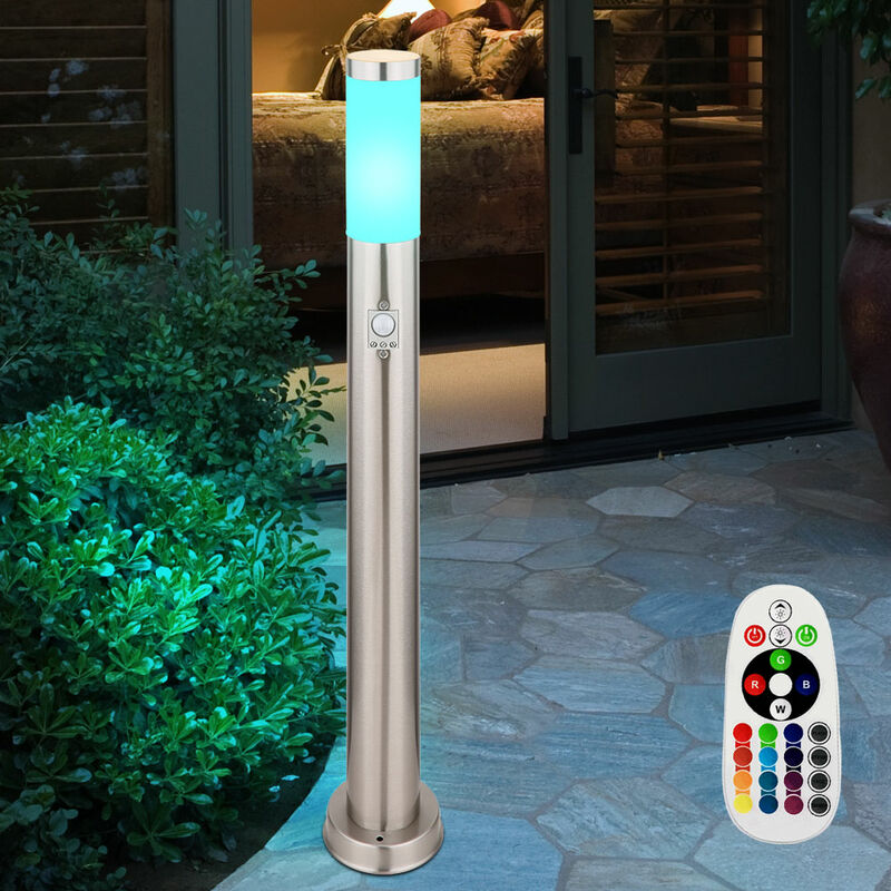 

Lámpara de pie de diseño para exteriores con control remoto, base de acero inoxidable, lámpara SENSOR de jardín regulable en un juego que incluye