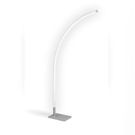 Lámpara de Pie de Metal Blanco con Acabado en Aluminio Cm. 70x24x192h