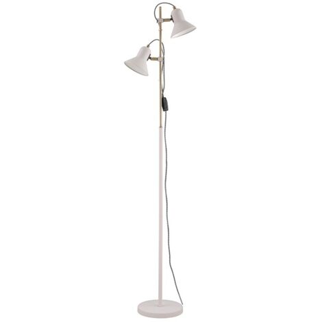 Lámpara de Pie de Metal Blanco y Dorado con 2 Focos Orientables