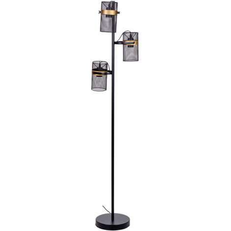 Lámpara de pie de metal negro con 3 focos 32x32x161h cm