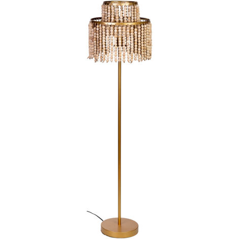 Lámpara de pie de metal y madera 38x38x130.5/152.5h cm