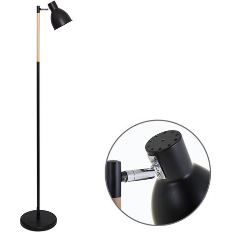 Lámpara de Pie DELZA 1xE27 Al.147xD.33cm Negro/Madera Natural