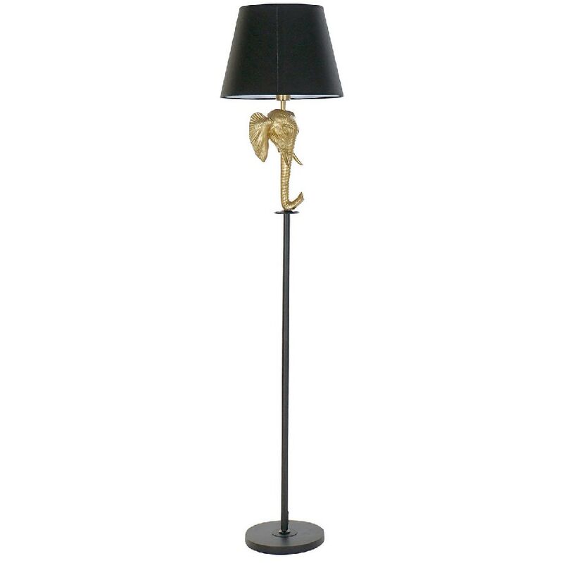 

Bh Design - Lámpara de Pie DKD Home Decor Negro Poliéster Metal Resina Dorado Elefante (37 x 37 x 164 cm)