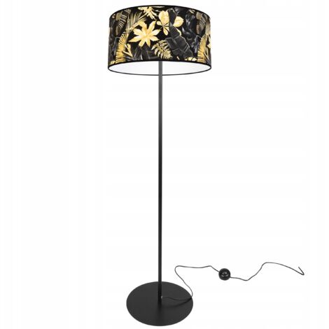 LÁMPARA DE PIE ELEGANTE, PANTALLA FLOR DORADA, LED