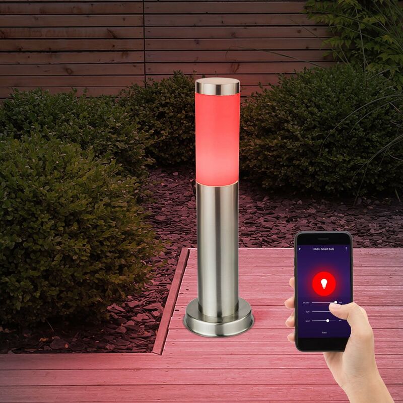 

Lámpara de pie para exteriores Alexa Google Home Wifi APP DIMMER en un conjunto que incluye bombillas LED RGB