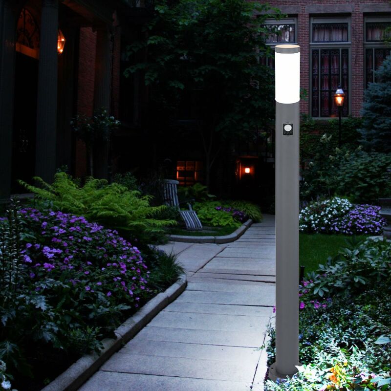 

Lámpara de pie para jardín, iluminación para exteriores, columna de detector de movimiento de acero inoxidable, antracita, luz de camino para terraza