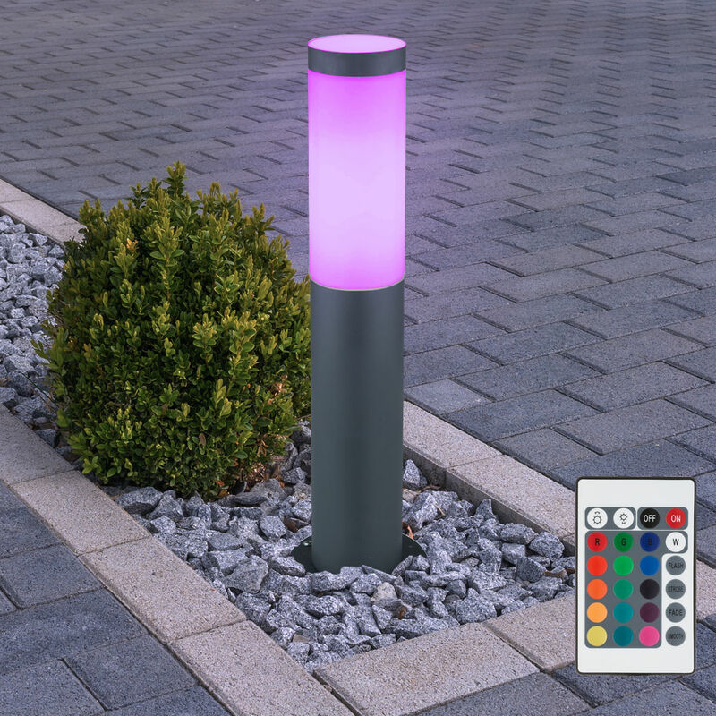 

Lámpara de pie para exterior de acero inoxidable CONTROL REMOTO Lámpara de pie de jardín regulable en un juego que incluye bombillas LED RGB