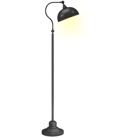 Lámpara de pie giratoria 180° para salón, lámpara arqueada con pantalla ajustable, interruptor de pie, 42 x 25,5 x 152 cm, negra