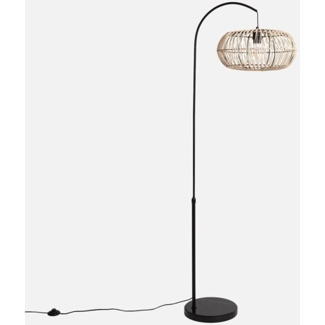 Lámpara de pie interior de ratán natural H 170cm