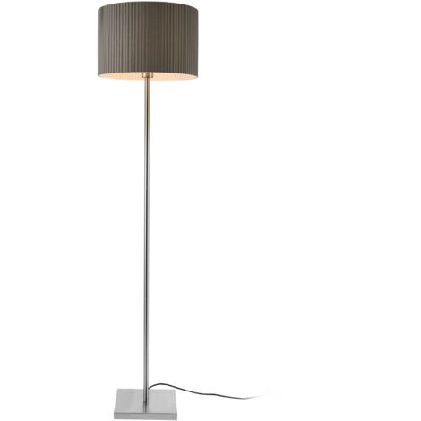 Lámpara de pie lámpara de pie estructura de metal pantalla de tela 1 x e27 gris 151 cm 030002435
