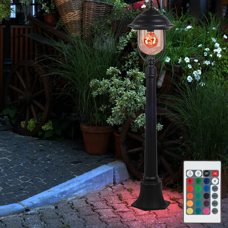 

Lámpara de pie Lámpara de pie para exterior Linterna de foco con control remoto en un juego que incluye bombillas LED RGB