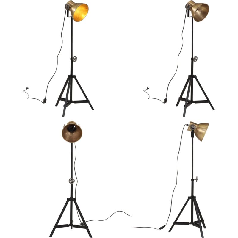 Lámpara de pie latón vintage 25 W E27 35x35x65/95 cm - Lámpara vintage - Lámpara industrial