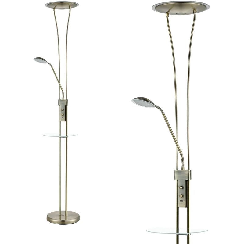 

LÁMPARA DE PIE LED ARTEMIS 18W+5W 3000K USB PAVÓN - Lúzete