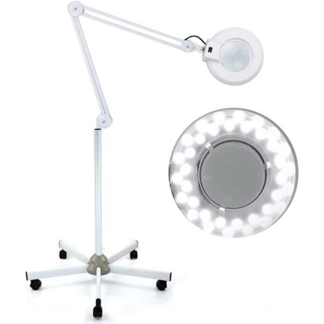 Lámpara de pie LED, brazo giratorio ajustable, 5 lupas para Skincare Beauty cosméticos maquillaje manicura tatuaje Salon Spa con soporte de suelo