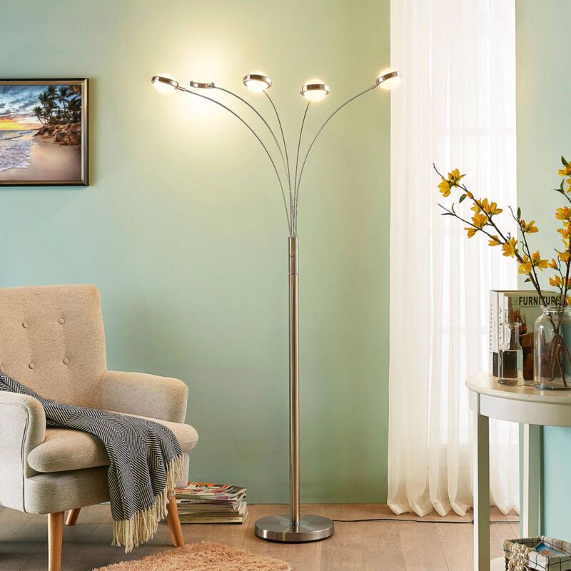 

Lucande - Lámpara de pie LED Catriona 5 luces, atenuador