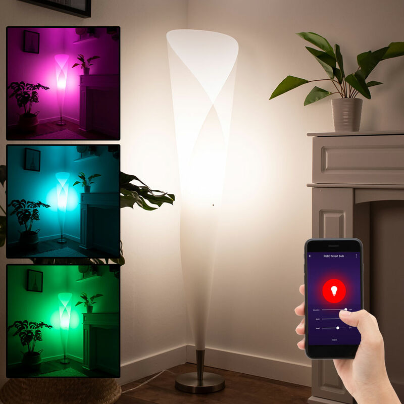 

Lámpara de pie LED Lámpara de pie inteligente Aplicación de iluminación RGB y control de voz Cambiador de color Altura 143,5 CM Sala de estar