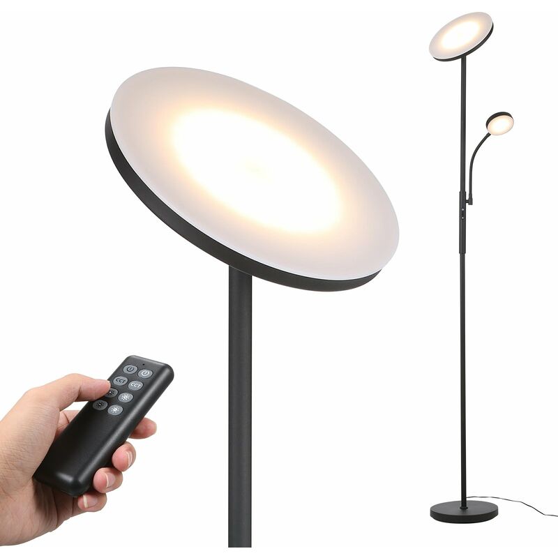 

Tomshine - Lampara de pie LED con luz de lectura ajustable Control remoto y tactil Lampara de pie 4 temperaturas de color y atenuacion continua Luz