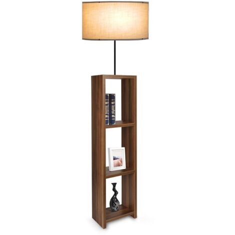Lámpara de pie luminaria luminosa redditch con altura de estante 150 cm E27 efecto madera / negro / beige 030007308