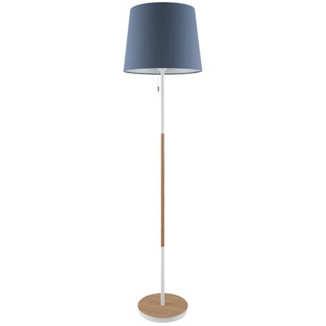 LAMPARA DE PIE MADERA AZUL E27