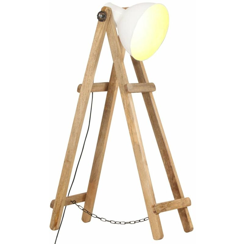 

Lampara de pie madera maciza de mango blanca E27